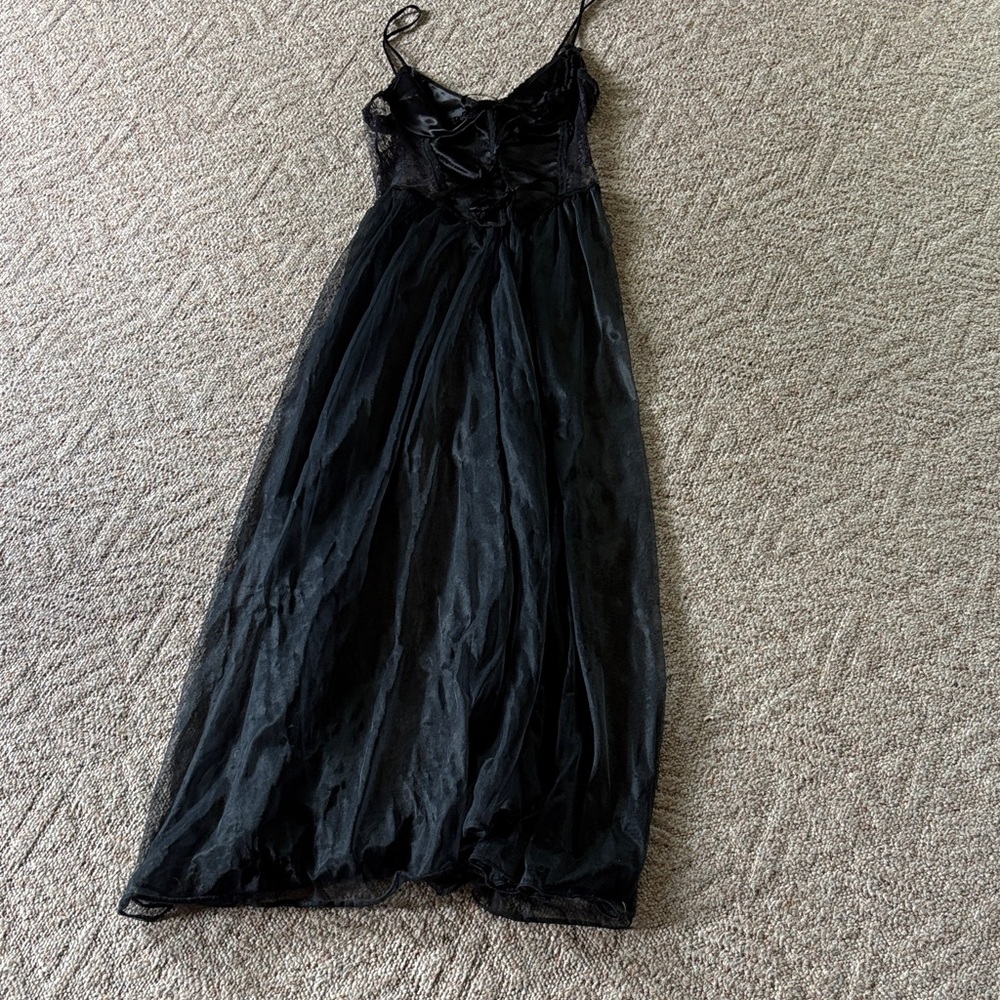 Frederick's of Hollywood Black Sheer Maxi Slip